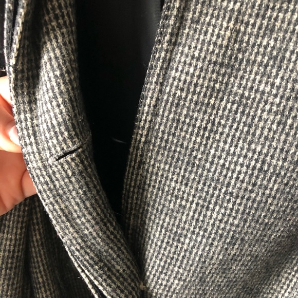 Vintage 100% Wool Houndstooth Trench & Scarf - Picture 5 of 6